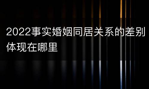 2022事实婚姻同居关系的差别体现在哪里