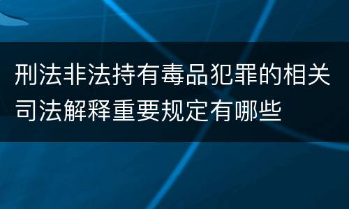 刑法非法持有毒品犯罪的相关司法解释重要规定有哪些