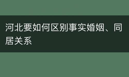 河北要如何区别事实婚姻、同居关系