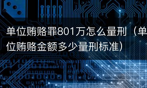 单位贿赂罪801万怎么量刑（单位贿赂金额多少量刑标准）