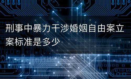 刑事中暴力干涉婚姻自由案立案标准是多少