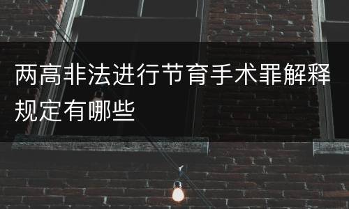 两高非法进行节育手术罪解释规定有哪些