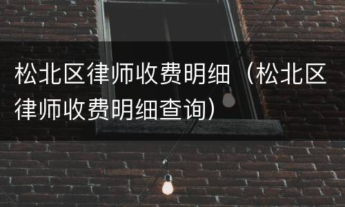 松北区律师收费明细（松北区律师收费明细查询）