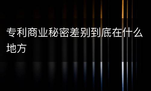 专利商业秘密差别到底在什么地方