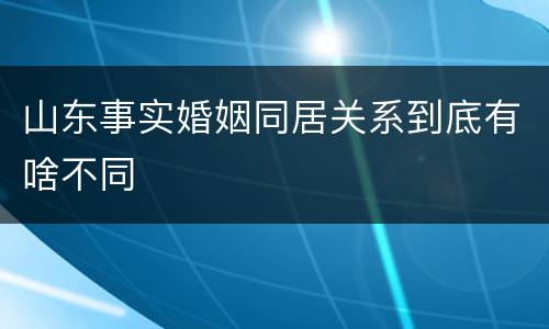 山东事实婚姻同居关系到底有啥不同