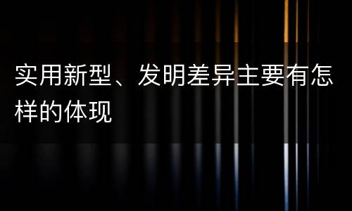 实用新型、发明差异主要有怎样的体现