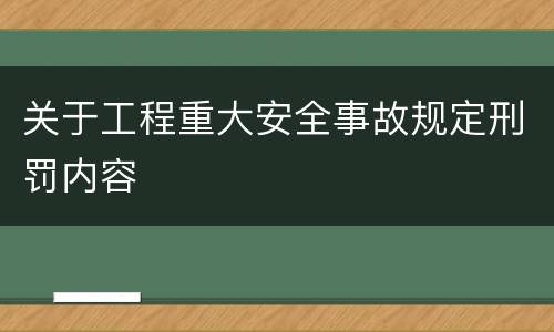 关于工程重大安全事故规定刑罚内容