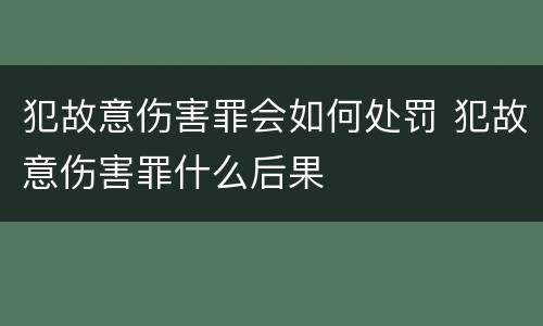 犯故意伤害罪会如何处罚 犯故意伤害罪什么后果