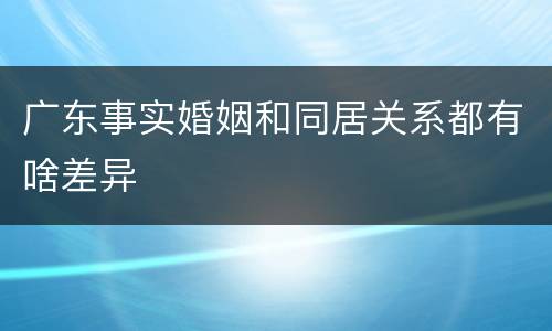 广东事实婚姻和同居关系都有啥差异