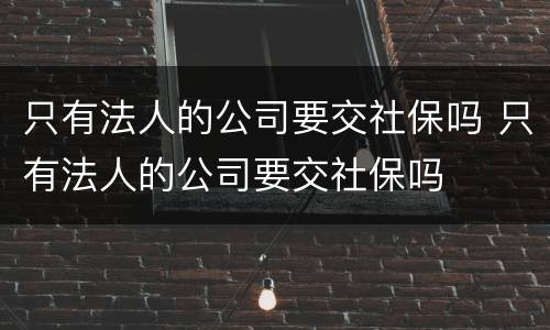 只有法人的公司要交社保吗 只有法人的公司要交社保吗