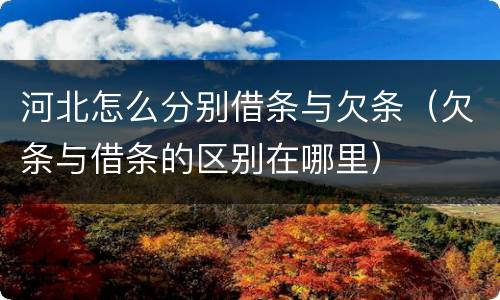 河北怎么分别借条与欠条（欠条与借条的区别在哪里）
