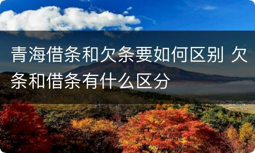 青海借条和欠条要如何区别 欠条和借条有什么区分
