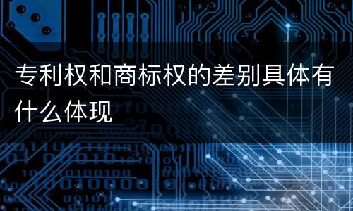 专利权和商标权的差别具体有什么体现
