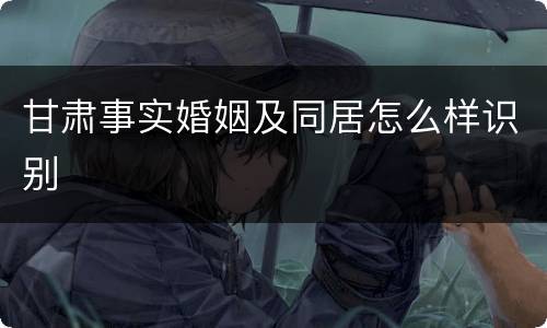 甘肃事实婚姻及同居怎么样识别