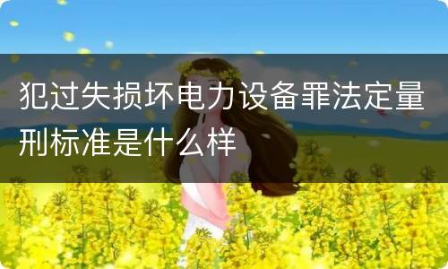 犯过失损坏电力设备罪法定量刑标准是什么样