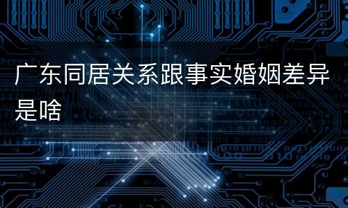 广东同居关系跟事实婚姻差异是啥