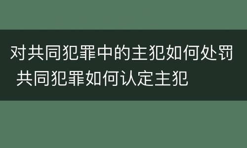 对共同犯罪中的主犯如何处罚 共同犯罪如何认定主犯