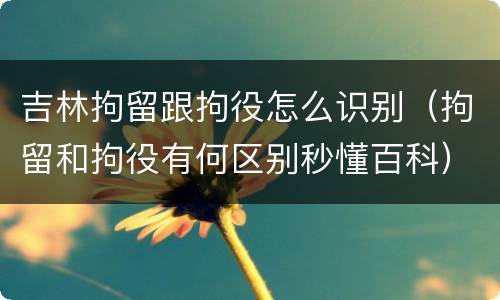 吉林拘留跟拘役怎么识别（拘留和拘役有何区别秒懂百科）