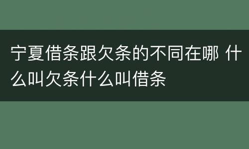 宁夏借条跟欠条的不同在哪 什么叫欠条什么叫借条