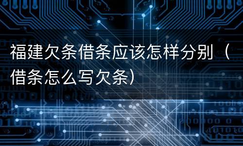 福建欠条借条应该怎样分别（借条怎么写欠条）