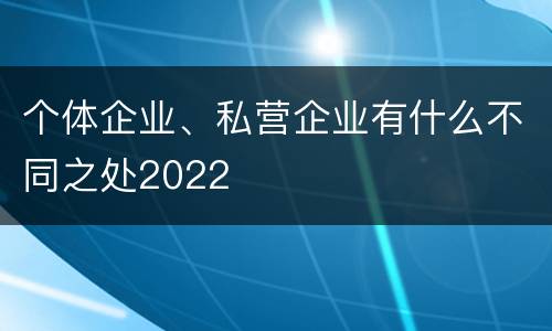 个体企业、私营企业有什么不同之处2022