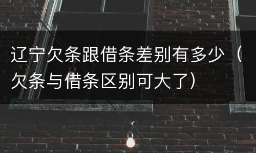 辽宁欠条跟借条差别有多少（欠条与借条区别可大了）
