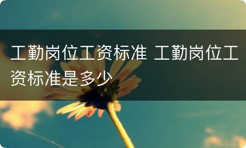 工勤岗位工资标准 工勤岗位工资标准是多少