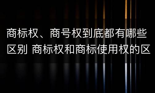 商标权、商号权到底都有哪些区别 商标权和商标使用权的区别