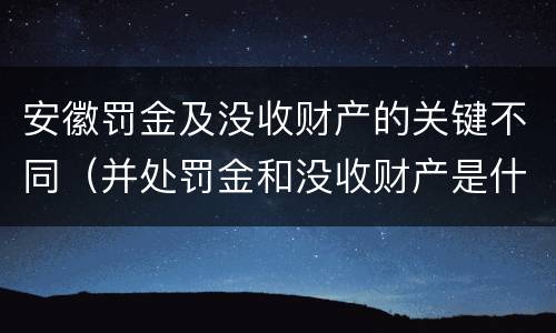 安徽罚金及没收财产的关键不同（并处罚金和没收财产是什么意思）