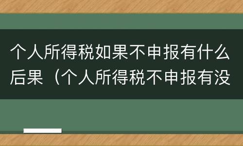 个人所得税如果不申报有什么后果（个人所得税不申报有没有影响）