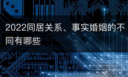 2022同居关系、事实婚姻的不同有哪些