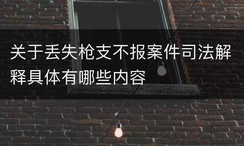 关于丢失枪支不报案件司法解释具体有哪些内容