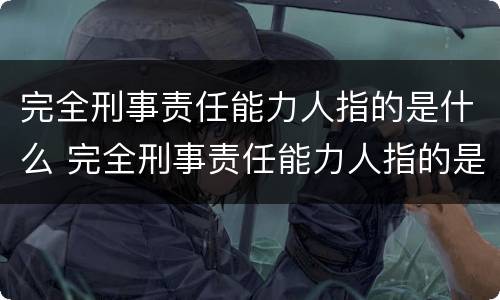 完全刑事责任能力人指的是什么 完全刑事责任能力人指的是什么