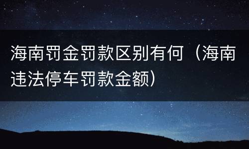 海南罚金罚款区别有何（海南违法停车罚款金额）