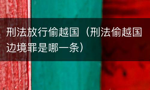 刑法放行偷越国（刑法偷越国边境罪是哪一条）