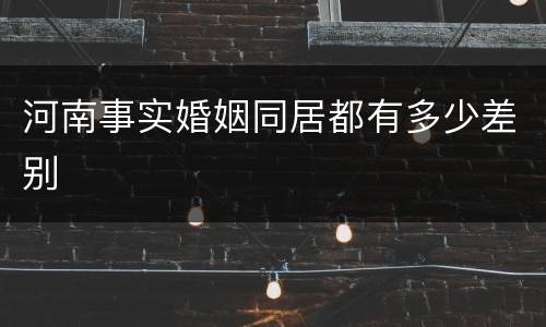 河南事实婚姻同居都有多少差别