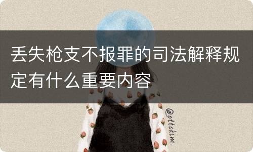 丢失枪支不报罪的司法解释规定有什么重要内容