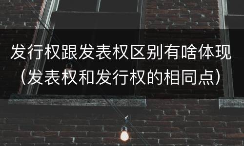 发行权跟发表权区别有啥体现（发表权和发行权的相同点）