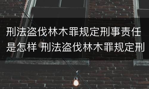 刑法盗伐林木罪规定刑事责任是怎样 刑法盗伐林木罪规定刑事责任是怎样划分的