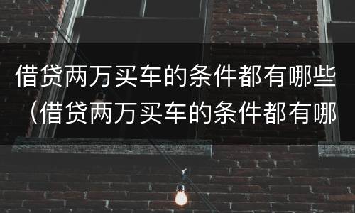 借贷两万买车的条件都有哪些（借贷两万买车的条件都有哪些呢）