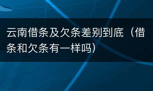 云南借条及欠条差别到底（借条和欠条有一样吗）
