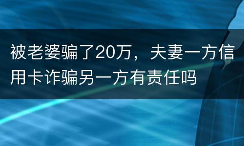 被老婆骗了20万,夫妻一方信用卡诈骗另一方有责任吗