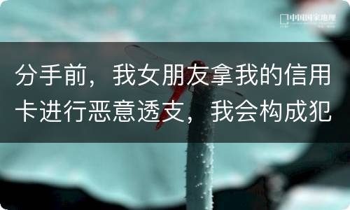 分手前，我女朋友拿我的信用卡进行恶意透支，我会构成犯罪吗，不是我透支的啊