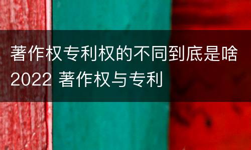 著作权专利权的不同到底是啥2022 著作权与专利
