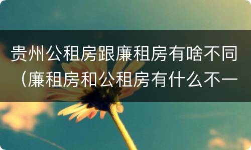 贵州公租房跟廉租房有啥不同（廉租房和公租房有什么不一样）