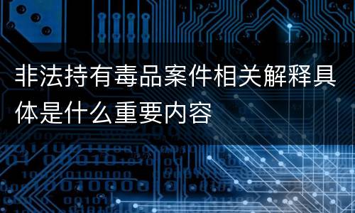 非法持有毒品案件相关解释具体是什么重要内容