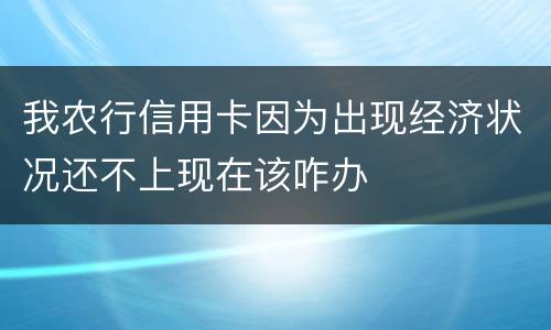 我农行信用卡因为出现经济状况还不上现在该咋办
