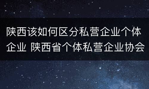 陕西该如何区分私营企业个体企业 陕西省个体私营企业协会