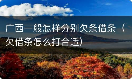 广西一般怎样分别欠条借条（欠借条怎么打合适）