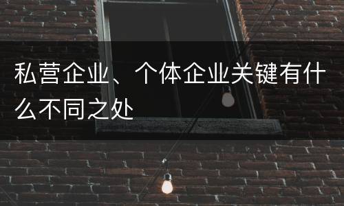 私营企业、个体企业关键有什么不同之处